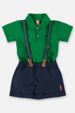 Load image into Gallery viewer, POLO BODY AND SHORTS SET WITH SUSPENDERS (GREEN)