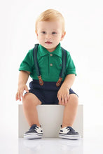 Load image into Gallery viewer, POLO BODY AND SHORTS SET WITH SUSPENDERS (GREEN)