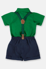 Load image into Gallery viewer, POLO BODY AND SHORTS SET WITH SUSPENDERS (GREEN)

