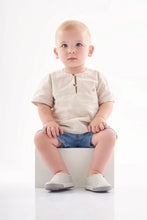 Load image into Gallery viewer, BABY BOY GOWN IN VOIL FABRIC (BEIGE)
